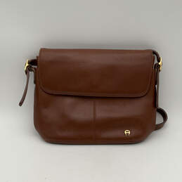 Womens Brown Leather Adjustable Strap Inner Pockets Crossbody Bag alternative image