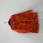 Womens Orange Long Sleeve Side Pocket Hooded Windbreaker Jacket Size Medium image number 1