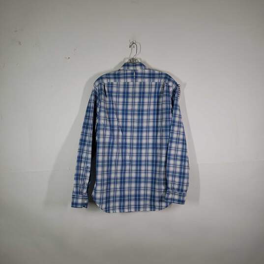 Mens Plaid Soft-Wash Collared Long Sleeve Button-Up Shirt Size Large image number 2