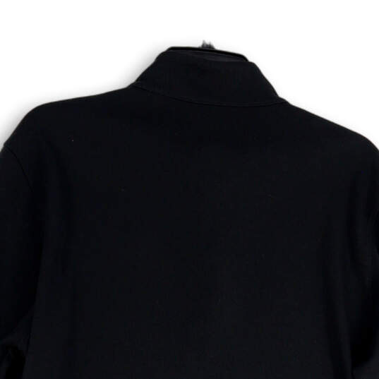 Mens Black Dri-Fit Mock Neck Long Sleeve Quarter Zip T-Shirt Size Large image number 1