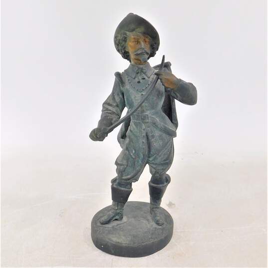 Antique 8 Inch Metal Statue Of A French Musketeer image number 1