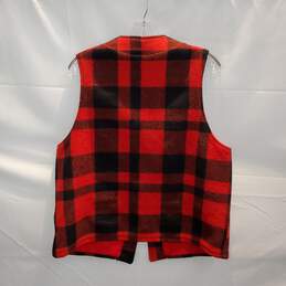 Filson Wool Plaid Button Up Red & Black Vest No Size alternative image