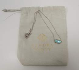 Kendra Scott Designer Silver Tone Dichroic Glass Pendant Necklace