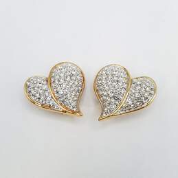 Swarovski Gold Tone Crystal Heart Clip - On Earrings 26.7g