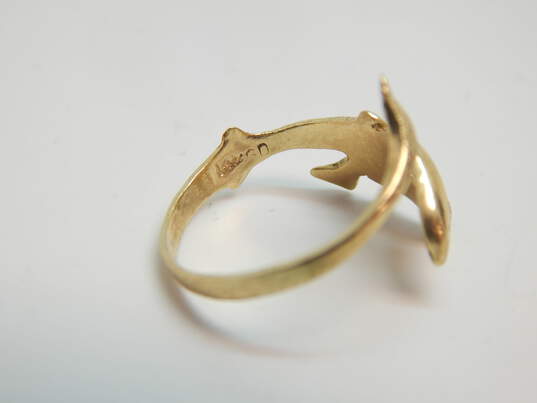 14k Yellow Gold Sandblasted Dolphin Ring 2.6g image number 4