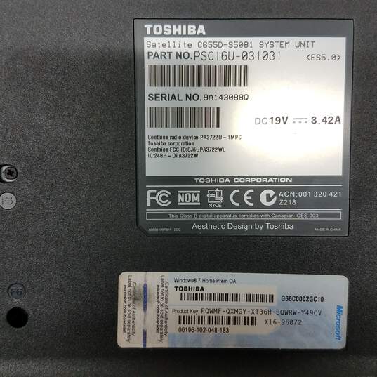 TOSHIBA Satellite C655D-S5081 15in Laptop AMD V140 CPU 2GB RAM 250GB HDD image number 7