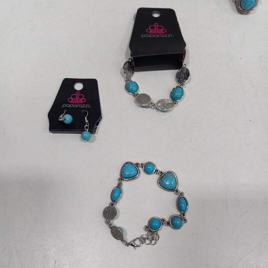 5 pc Sliver Turquoise Colored Jewelry Bundle image number 2