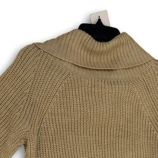 NWT Womens Beige Knitted Long Sleeve Cowl Neck Pullover Sweater Size M image number 4