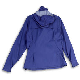 Womens Blue Long Sleeve Hooded Full-Zip Windbreaker Jacket Size Large alternative image