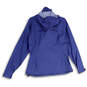 Womens Blue Long Sleeve Hooded Full-Zip Windbreaker Jacket Size Large image number 2