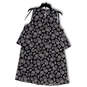 NWT Womens Blue Paisley Keyhole Back Cold Shoulder Mini Dress Size 12 image number 2