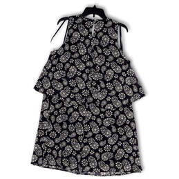 NWT Womens Blue Paisley Keyhole Back Cold Shoulder Mini Dress Size 12 alternative image