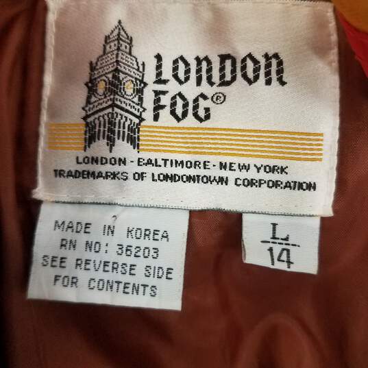 VTG London Fog Kids 100% Cotton Blend Button & Zipper Hood Jacket Size L /14 image number 3