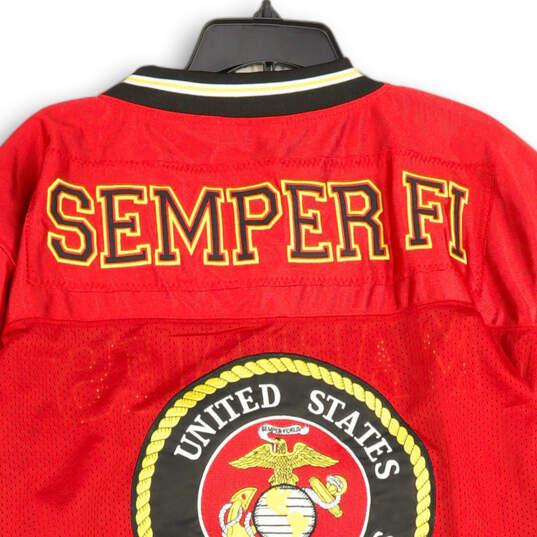 NWT Mens Red Yellow United States Marines Semper Fi Football Jersey Size M image number 4