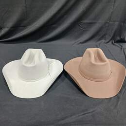 Pair of Tan & Brown Cowboy Hats Size 7