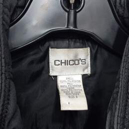 Chicos Black Metallic Puffer Vest Full Zip Size 3 alternative image