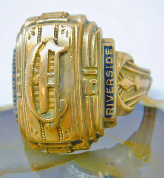 VNTG 10K Yellow Gold 1951 Riverside Class Ring for Repair 9.1g image number 2