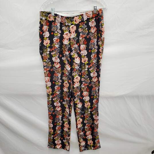 Equipment Femme WM's 100% Silk Black Floral Pants Size S/P image number 1