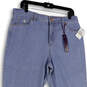 NWT Womens Blue Striped Amanda Classic Fit Mid Rise Tapered Leg Jeans Sz 12 image number 3