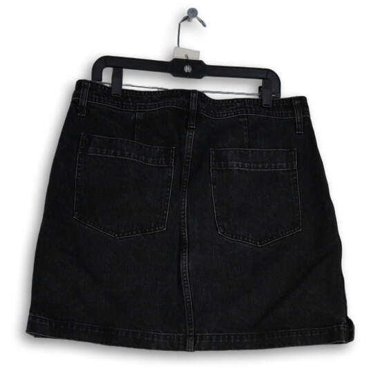 Womens Black Floral Denim Button Front A-Line Skirt Size 31 image number 2