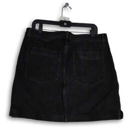 Womens Black Floral Denim Button Front A-Line Skirt Size 31 alternative image