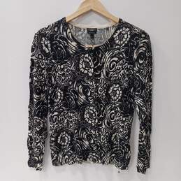 Talbots Women's Black Floral Knit Cardigan Size S NWT