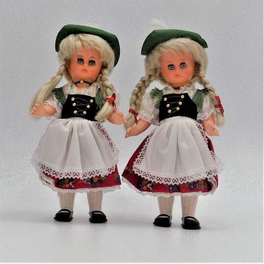 2 Vintage Hans Volk Germany Collectible Play Dolls 12 Inch Blonde Hair W/ Braids Sleepy Eyes image number 1