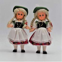 2 Vintage Hans Volk Germany Collectible Play Dolls 12 Inch Blonde Hair W/ Braids Sleepy Eyes