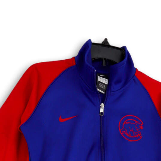 Buy the Womens Red Blue MLB Chicago Cubs Full-Zip Baseball Jacket