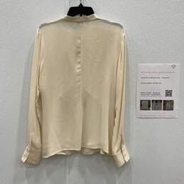 Womens Cream Ruffle Long Sleeve Button Front Blouse Top Size 12 With COA alternative image