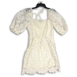 NWT Womens White Lace Floral Sweetheart Neck 3/4 Sleeve A-Line Dress Size M alternative image