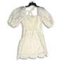 NWT Womens White Lace Floral Sweetheart Neck 3/4 Sleeve A-Line Dress Size M image number 2