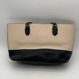 Womens Cream Black Leather Double Handle Bottom Studs Shoulder Bag alternative image
