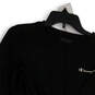 Womens Black Round Neck Long Sleeve Twist Front Cropped Blouse Top Size XS image number 3
