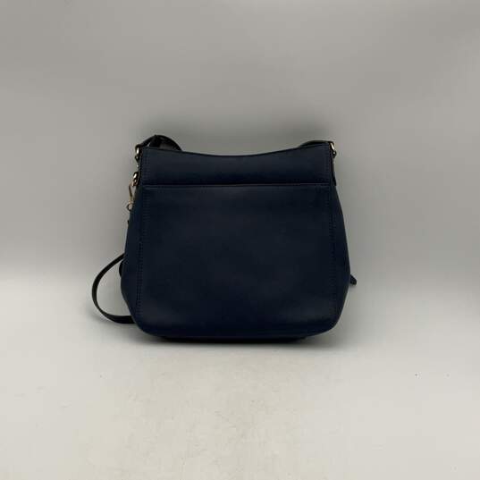 Michael Kors Womens Blue Leather Adjustable Strap Logo Charm Crossbody Bag image number 2
