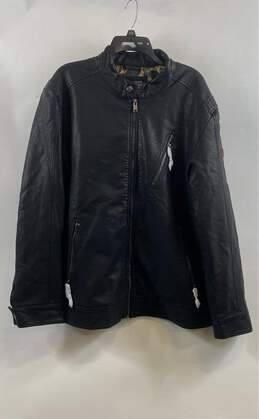 NWT Guess Mens Black Leather Long Sleeve Full Zip Motorcycle Jacket Size XL