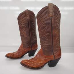 Dan Post Women's Brown Eel Skin Leather Western Boots Size 7