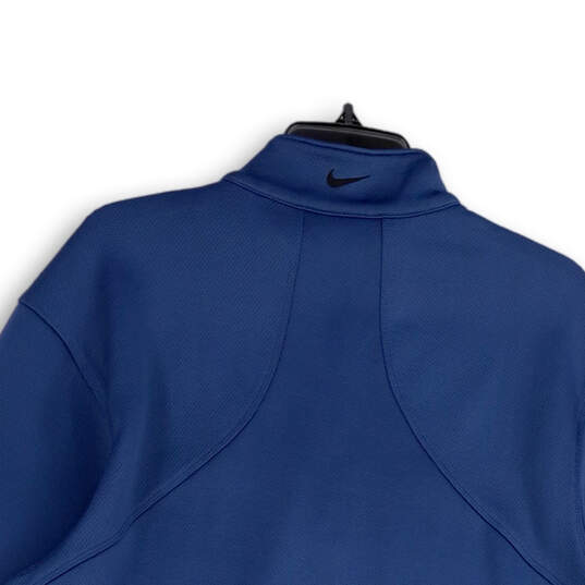 Womens Blue Long Sleeve Mock Neck Quarter Zip Pullover Jacket Size Large image number 4