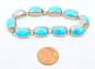 925 Faux Blue Stone Link Bracelet 30.3g image number 6