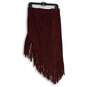 NWT Intermix Womens Red Fringe Asymmetrical Hem Straight & Pencil Size M image number 2