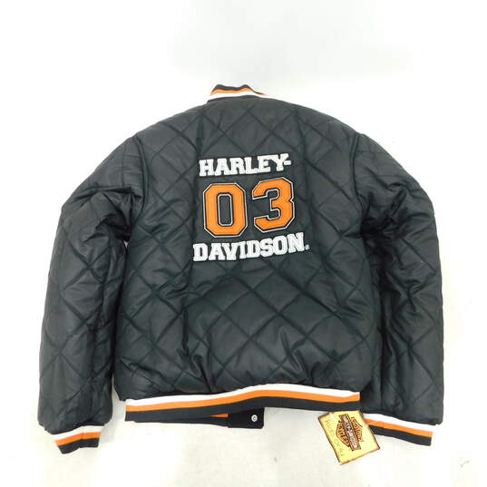 Harley-Davidson Bomber/Puffer Reversible Letterman Varsity Jacket Children's Size XL (18) W/ Tags image number 2