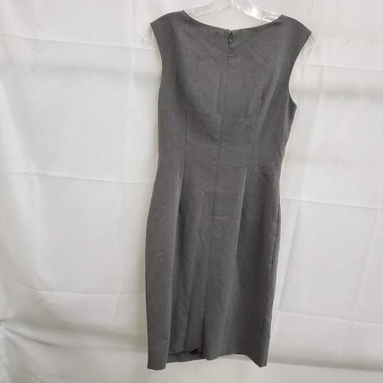 Cache Gray Sleeveless Drape Neck Cascade Ruffle Sheath Dress Women's Size 2 - NWT image number 2