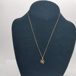 14k Gold Diamond Four Leaf Clover Pendant Necklace 1.5g