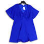 NWT Womens Blue V-Neck Short Sleeve Pullover Mini Dress Size 18 image number 1