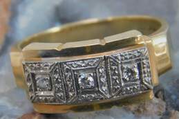 Men's Vintage 14K Yellow Gold 0.10 CTTW Round Diamond Ring 5.6g alternative image