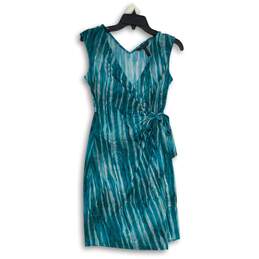 Womens Multicolor Tie Dye Sleeveless Surplice Neck Wrap Dress Size XS