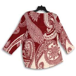 NWT Chico's Womens Red White Paisley Scoop Neck Pullover Blouse Top Size 2 alternative image
