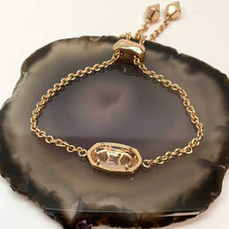 Designer Kendra Scott Gold-Tone Crystal Stone Slider Link Chain Bracelet