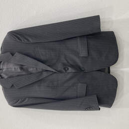 Mens Gray Pinstripe Double-Vented Single-Breasted Two-Button Blazer Size 32