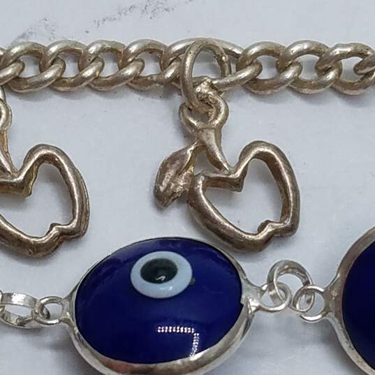 Sterling Silver Enamel Evil Eye Link Apple Link 7in Bracelets 15.2g image number 2